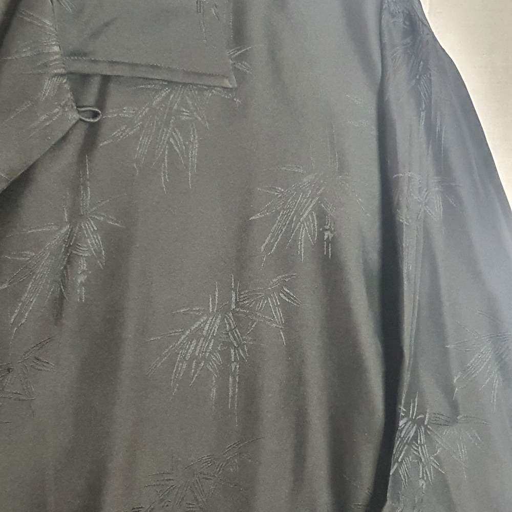 BC Ethic Mens XL Black 100% Silk Aloha Embroidered Hawaiian Camp Shirt Volcano - Picture 6 of 13